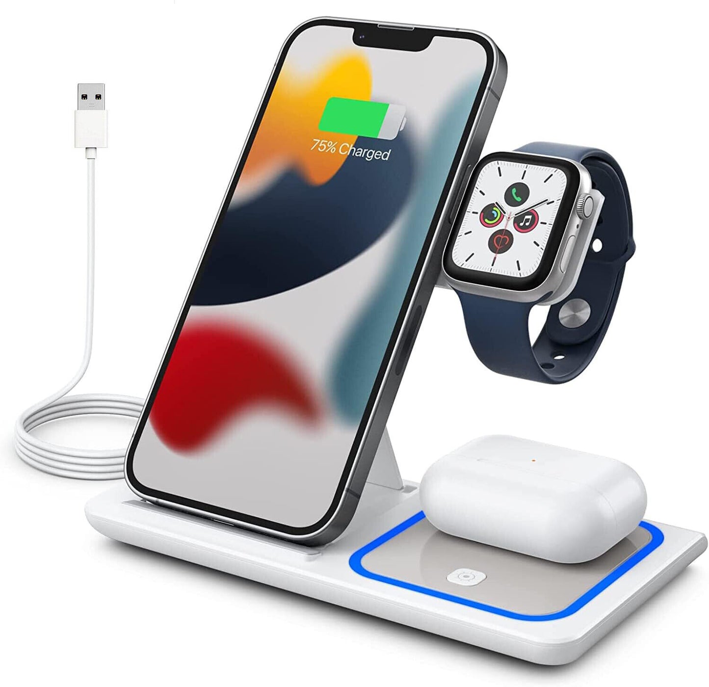 Wireless Charger 3In1 Fast Charger Dock for Apple Watch Air Pods Iphone 16 15 14