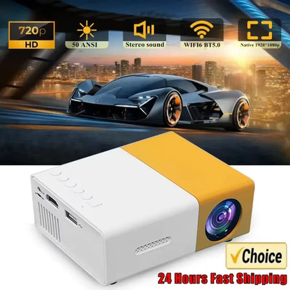 Mini Portable YG300 LED Outdoor Mini HD 1080P Mobile Projector Children'S Projector Ultra-Clear Mini Portable Projector